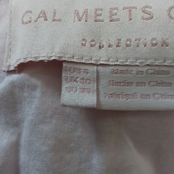 Gal Meets Glam Peach Print Midi Dress Linen Blend Size 6 - Picture 5 of 6